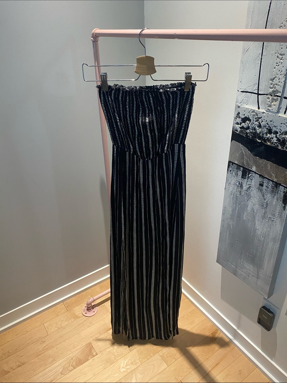 Black & White Strapless Maxi Dress - Elegant Summer Style